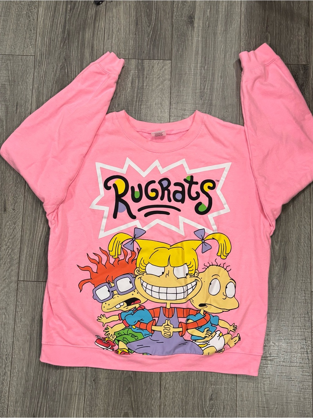 Nickelodeon Rugrats Pink Graphic Crewneck Sweatshirt Youth XXL